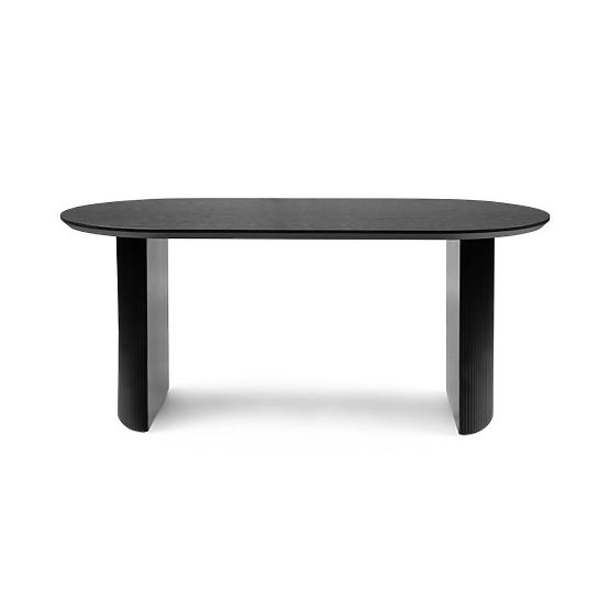 Table à manger Maurizio 180 cm, noir, rainuré
