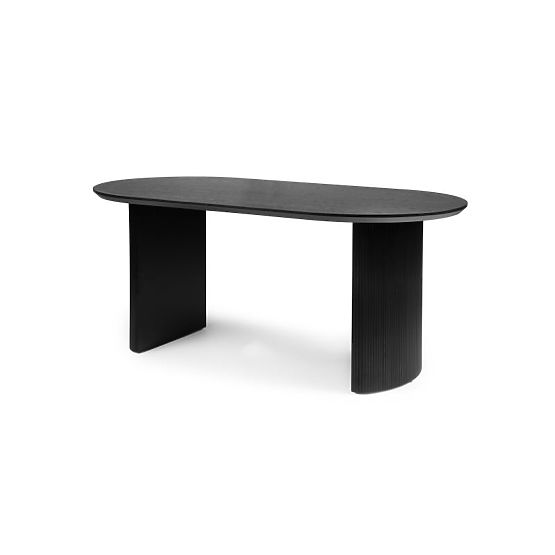 Table à manger Maurizio 180 cm, noir, rainuré