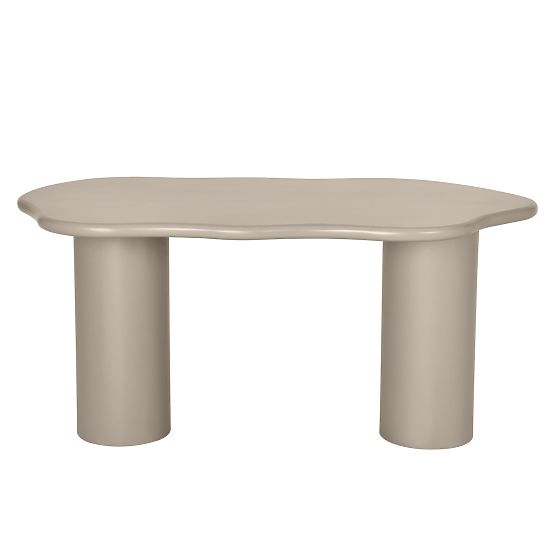 Table à manger Muse 160 cm, beige foncé, formes arrondies