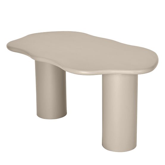Table à manger Muse 160 cm, beige foncé, formes arrondies