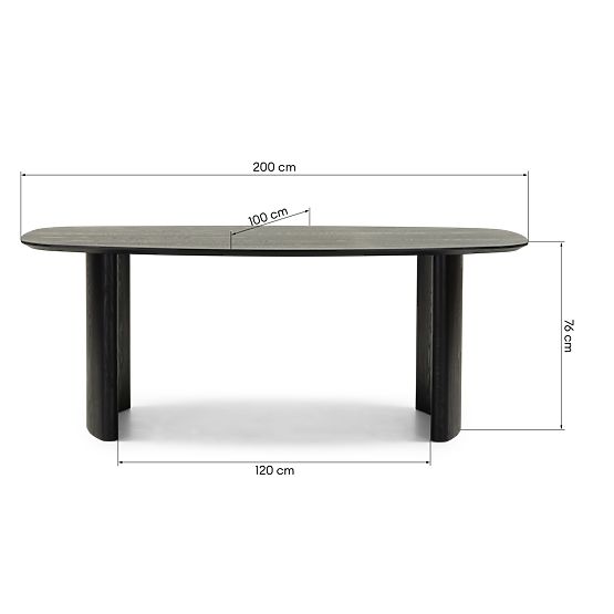 Table à manger Oriento 200 cm, ovale, placage de frêne