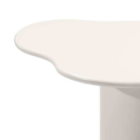 Table à manger Pinar 180 cm, gris-beige, formes arrondies