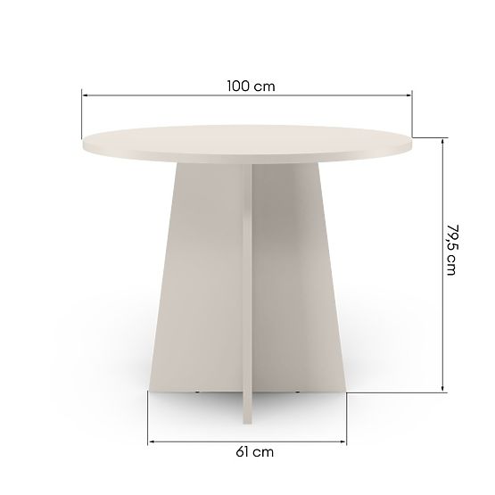 Table à manger rond Merlo 100 cm, cachemire
