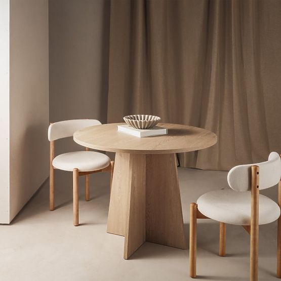Table à manger rond Merlo 100 cm, Chêne Cremona Torro