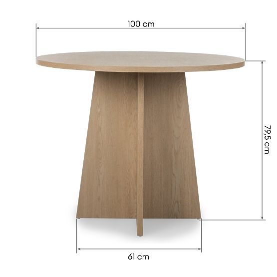 Table à manger rond Merlo 100 cm, Chêne Cremona Torro