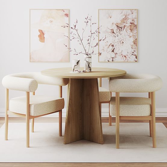 Table à manger rond Merlo 100 cm, Chêne Cremona Torro