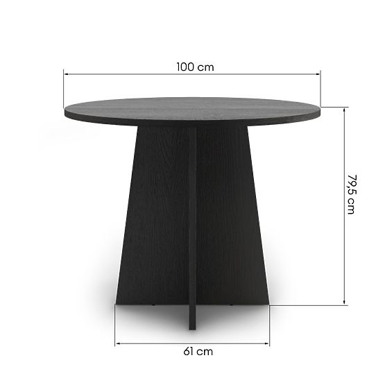 Table à manger rond Merlo 100 cm, noir