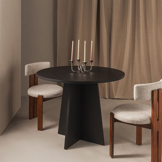 Table à manger rond Merlo 100 cm, noir