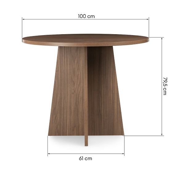 Table à manger rond Merlo 100 cm, noyer Lincoln