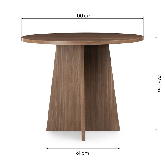 Table à manger rond Merlo 100 cm, noyer Lincoln
