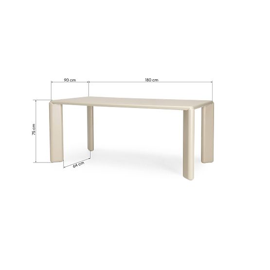 Table à manger Tao 180x90 cm, beige