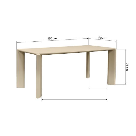 Table à manger Tao 180x90 cm, beige