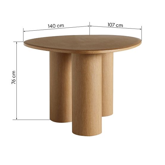 Table à manger Vesper 140 cm, chêne naturel