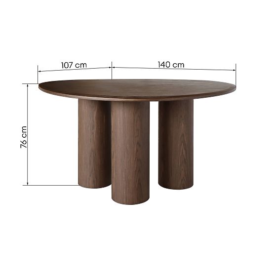 Table à manger Vesper 140 cm, noyer foncé