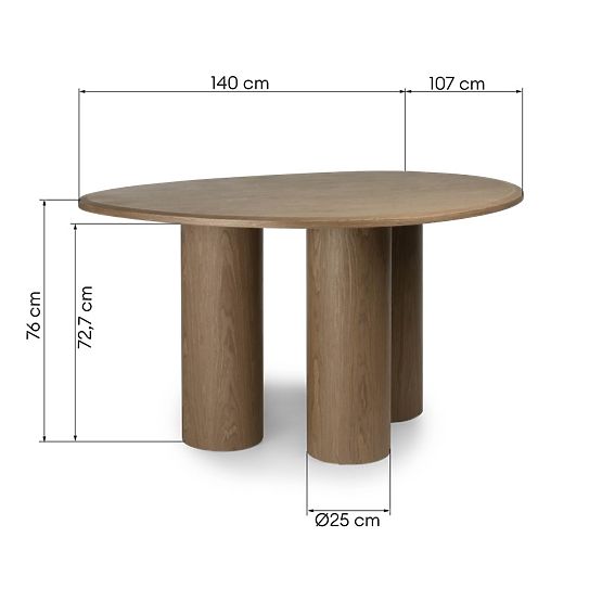 Table à manger Vesper 140 cm, noyer