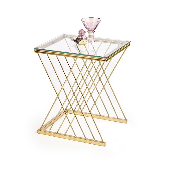 Table d'appoint NANCY doré / transparent