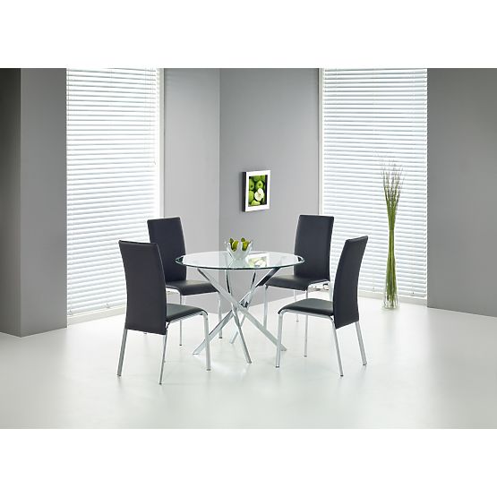 Table RAYMOND, plateau - transparent, pieds - chrome