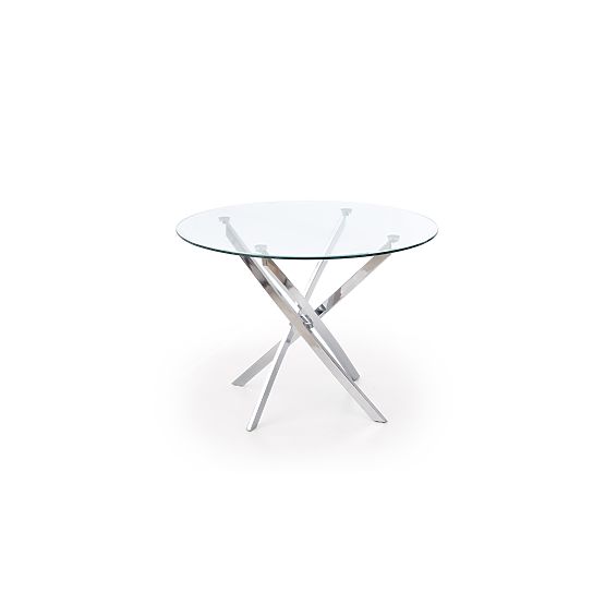 Table RAYMOND, plateau - transparent, pieds - chrome