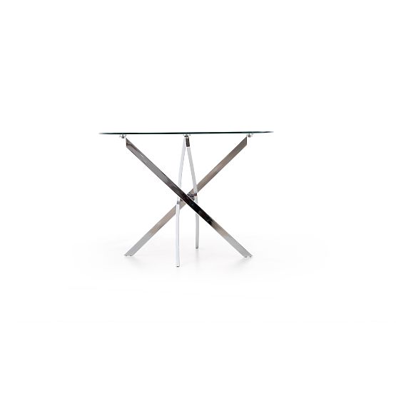 Table RAYMOND, plateau - transparent, pieds - chrome