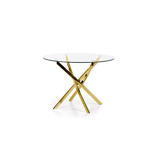 Table RAYMOND, plateau - transparent, pieds - dorés (2p=1pièce)