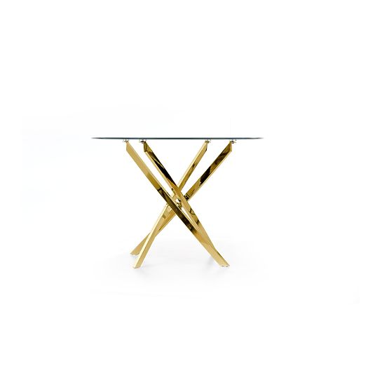 Table RAYMOND, plateau - transparent, pieds - dorés (2p=1pièce)