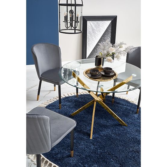 Table RAYMOND, plateau - transparent, pieds - dorés (2p=1pièce)