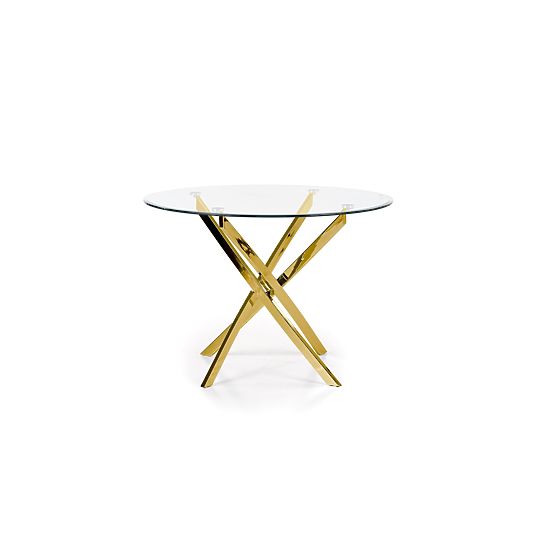 Table RAYMOND, plateau - transparent, pieds - dorés (2p=1pièce)