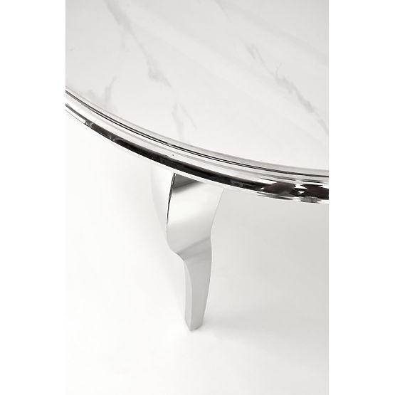 Table Rond REGINALD plateau - marbre blanc, pieds - argentés