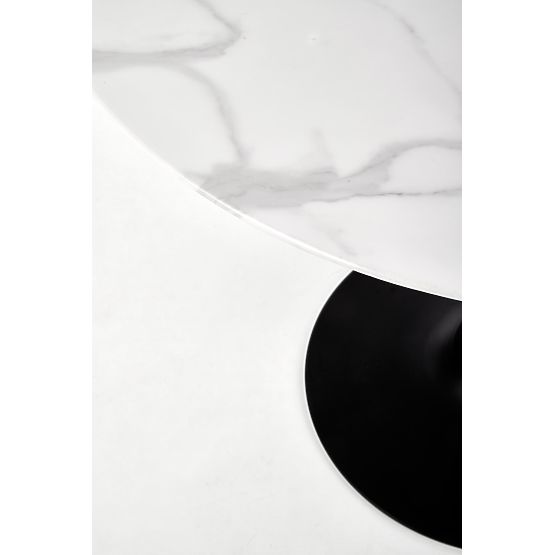 Table ronde AMBROSIO, plateau - verre, pied - noir (2p=1 pièce)