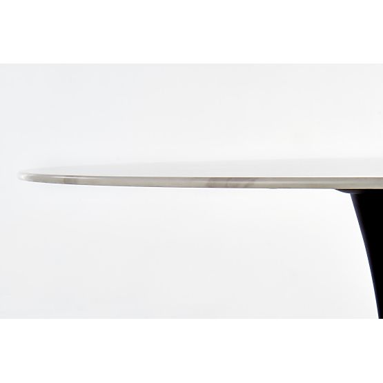 Table ronde AMBROSIO, plateau - verre, pied - noir (2p=1 pièce)