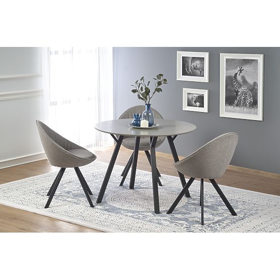 Table ronde BALROG, structure - noire, plateau - gris clair (2p=1ks)