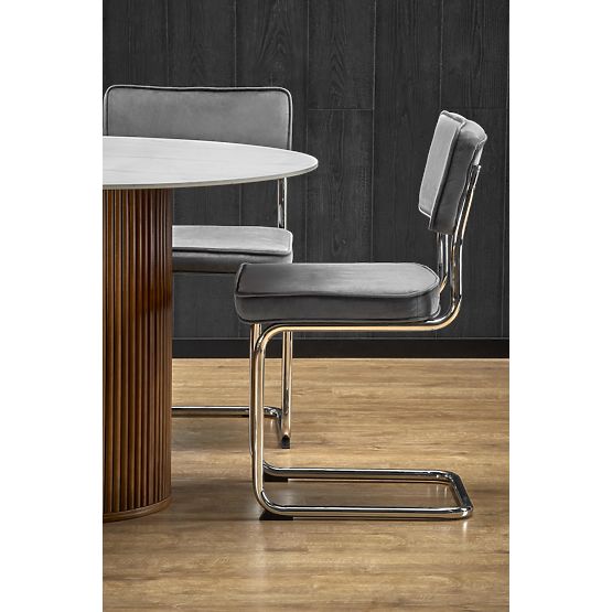 Table ronde BRUNO, marbre blanc / noyer (2p=1ks)