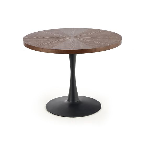 Table ronde CARMELO, plateau - noyer, pied - noir (3p=1ks)