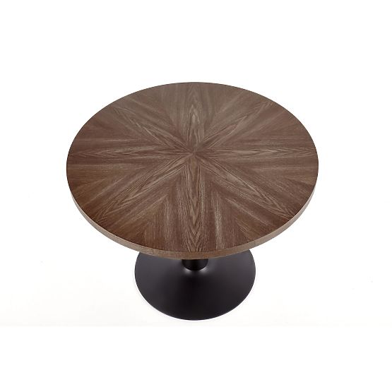 Table ronde CARMELO, plateau - noyer, pied - noir (3p=1ks)