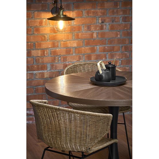 Table ronde CARMELO, plateau - noyer, pied - noir (3p=1ks)