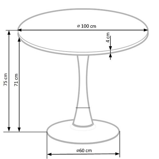 Table ronde CARMELO, plateau - noyer, pied - noir (3p=1ks)