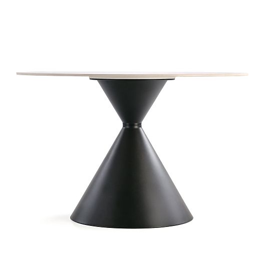 Table ronde GARET, marbre blanc / noir (2p=1ks)