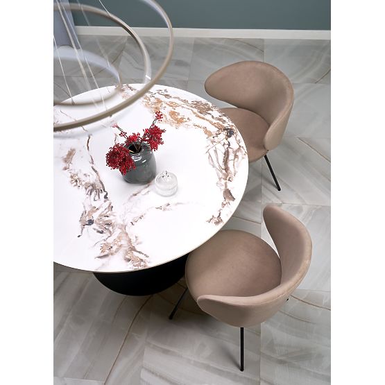 Table ronde GARET, marbre blanc / noir (2p=1ks)