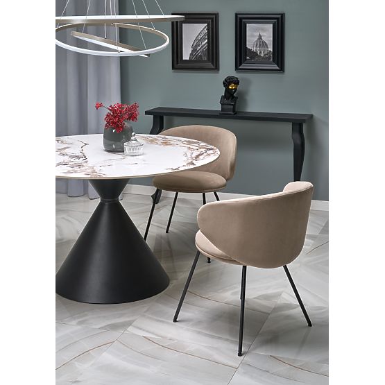 Table ronde GARET, marbre blanc / noir (2p=1ks)