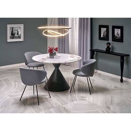 Table ronde GARET, marbre blanc / noir (2p=1ks)