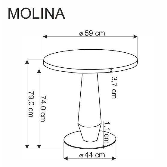 Table ronde MOLINA, marbre noir / noir / or (2p=1ks)