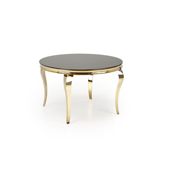 Table ronde REGINALD_2 plateau - verre noir, pieds - or