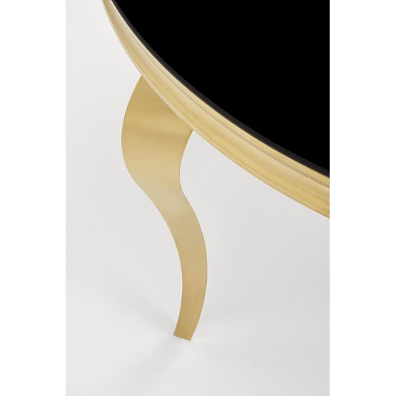 Table ronde REGINALD_2 plateau - verre noir, pieds - or