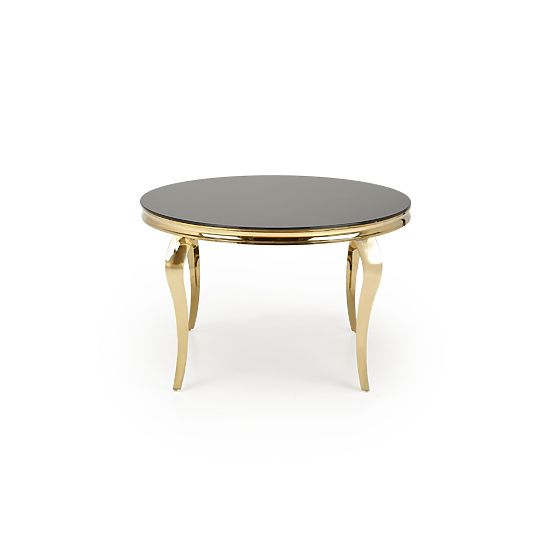 Table ronde REGINALD_2 plateau - verre noir, pieds - or