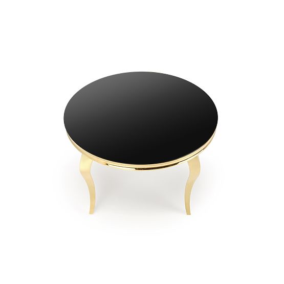 Table ronde REGINALD_2 plateau - verre noir, pieds - or