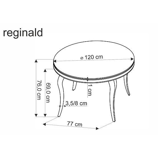 Table ronde REGINALD_2 plateau - verre noir, pieds - or
