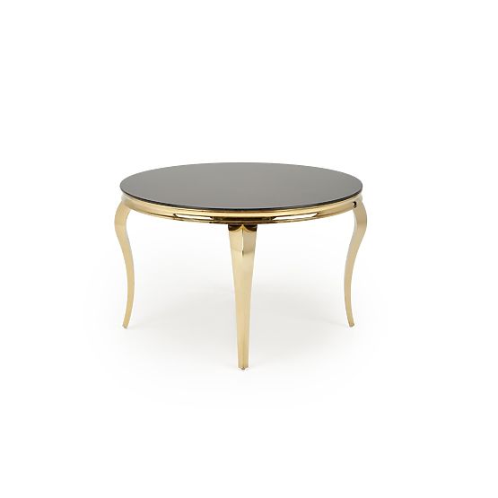 Table ronde REGINALD_2 plateau - verre noir, pieds - or