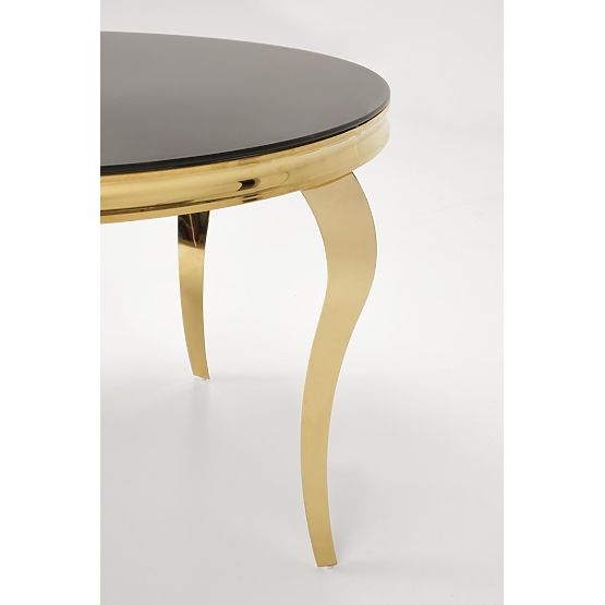 Table ronde REGINALD_2 plateau - verre noir, pieds - or