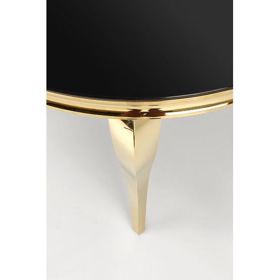 Table ronde REGINALD_2 plateau - verre noir, pieds - or