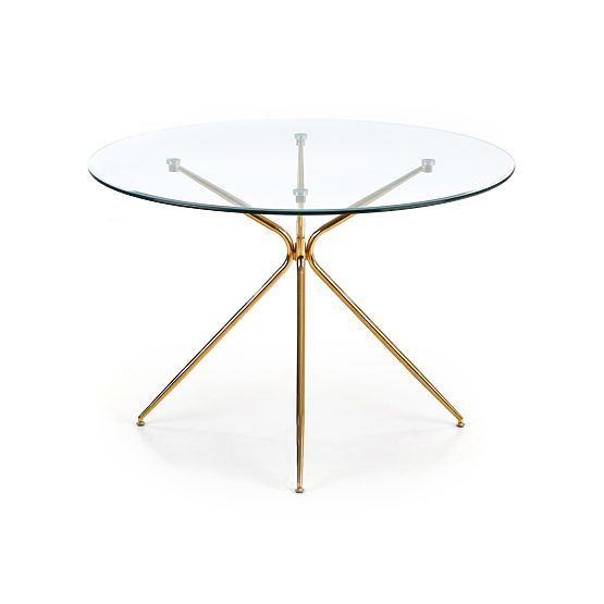 Table RONDO, plateau - incolore, pieds - dorés